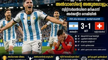 മെസ്സിയുടെ മികവും അൽവാരസിന്റെ അത്ഭുതഗോളും; സ്വിറ്റ്സർലൻഡിനെ മറികടന്ന് അർജന്റീന സെമിയിൽ
