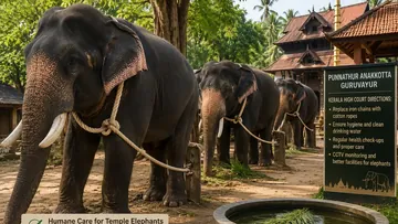 Guruvayur ആനകൾക്ക് ഇരുമ്പ് ചങ്ങലയ്ക്ക് പകരം കോട്ടൺ കയർ: Kerala HC