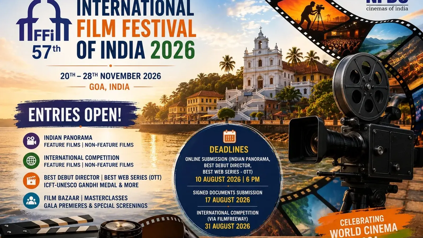 IFFI 2026: ലോക സിനിമയിലേക്കുള്ള വാതിൽ തുറന്നു; ഗോവ ചലച്ചിത്രമേളയ്ക്ക് എൻട്രികൾ ക്ഷണിച്ചു