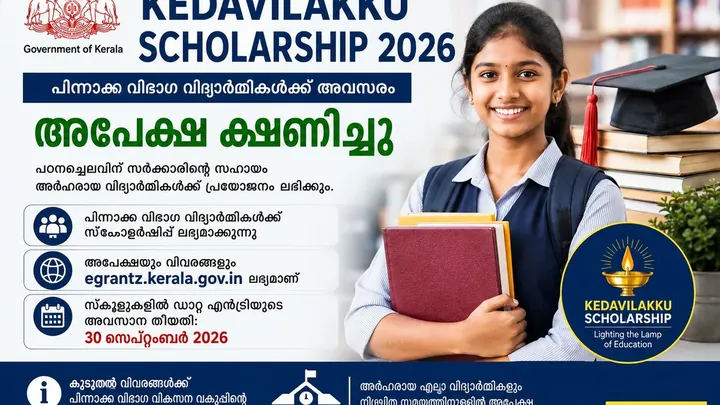 Kedavilakku Scholarship 2026: പിന്നാക്ക വിഭാഗ വിദ്യാർഥികൾക്ക് അവസരം; അപേക്ഷ ക്ഷണിച്ചു