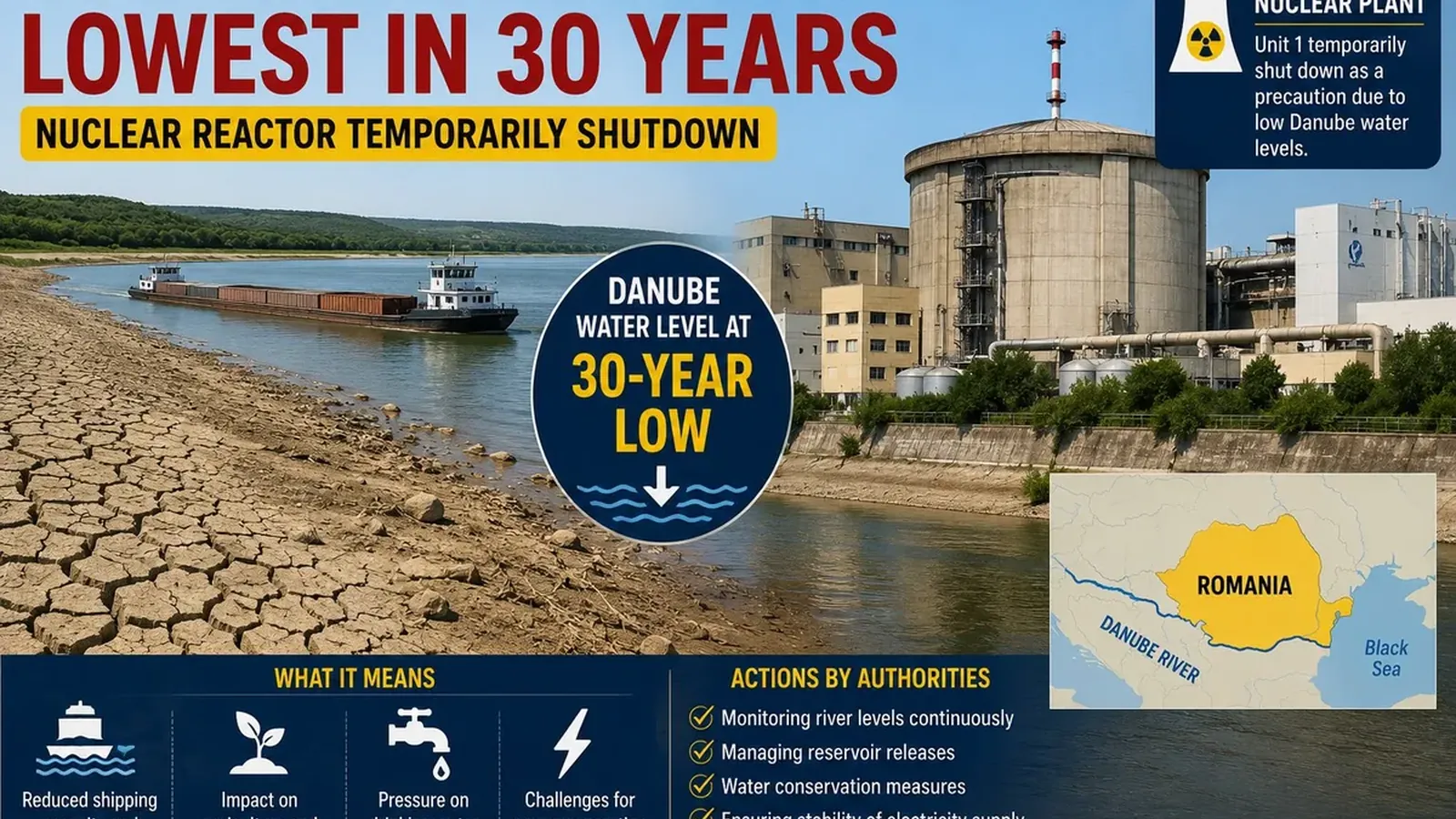 30 വർഷത്തിനിടയിൽ ആദ്യം! Danube വറ്റിയതോടെ Nuclear Reactor പൂട്ടി!