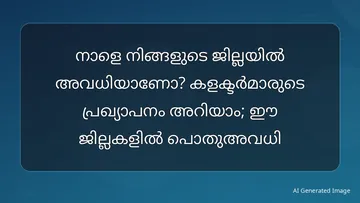 നാളെ നിങ്ങളുടെ ജില്ലയിൽ അവധിയാണോ? കളക്ടർമാരുടെ പ്രഖ്യാപനം അറിയാം; ഈ ജില്ലകളിൽ പൊതുഅവധി