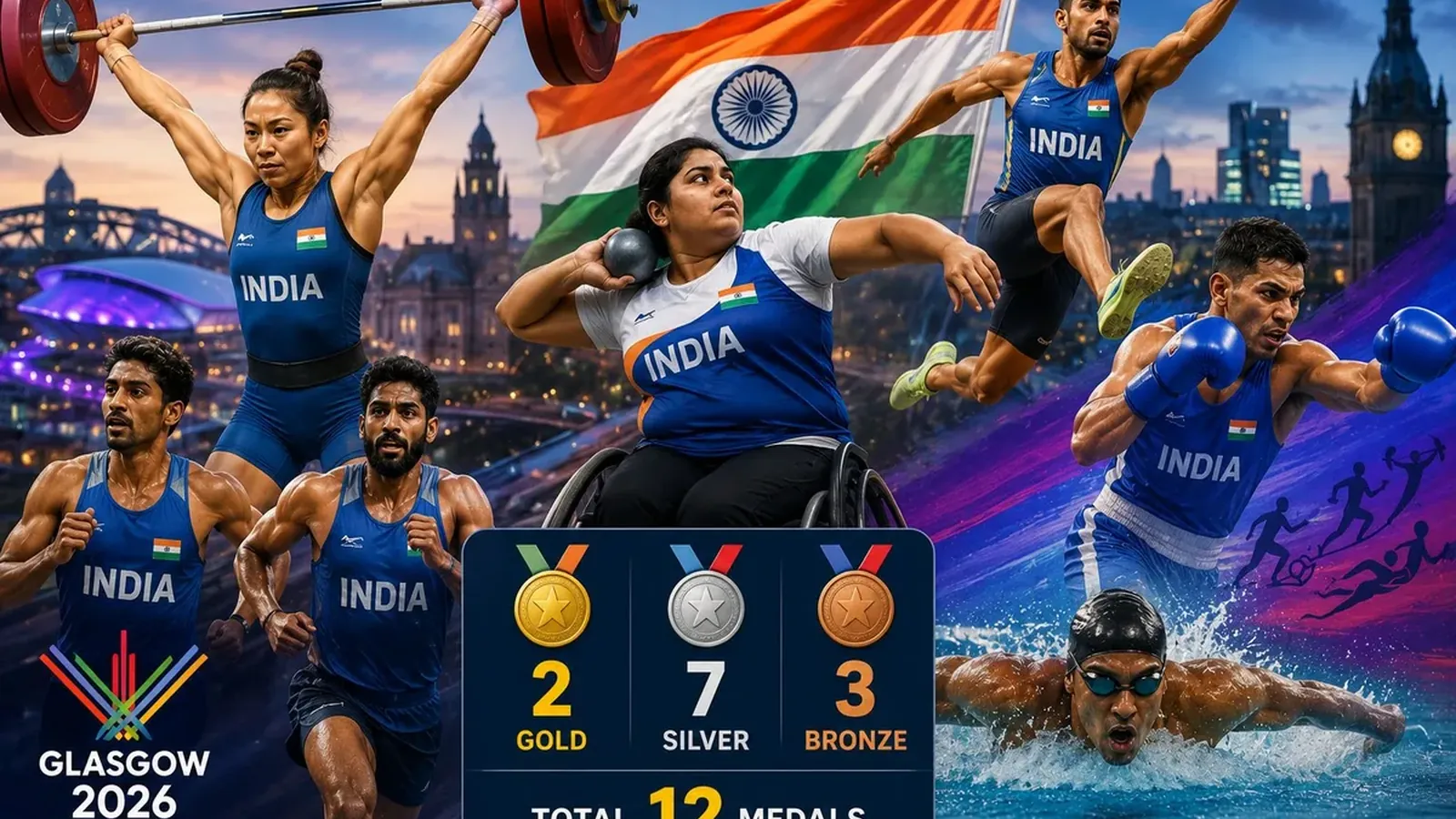 Commonwealth Games 2026: 12 മെഡലുകളുമായി ഇന്ത്യ; Day 7-ൽ കൂടുതൽ പ്രതീക്ഷകൾ
