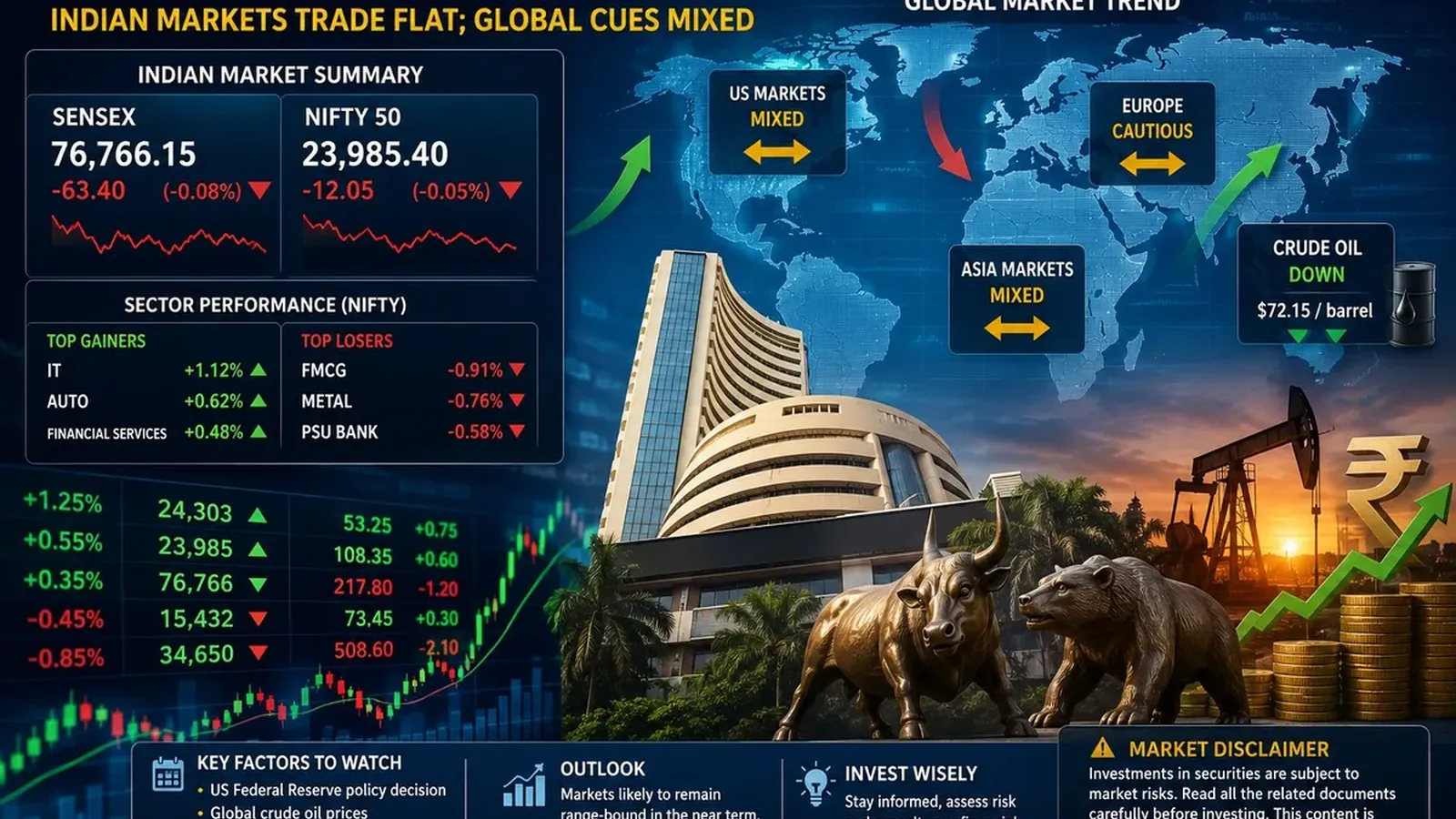Market Update: Fed തീരുമാനം കാത്ത് ഇന്ത്യൻ ഓഹരി വിപണി സ്ഥിരതയിൽ